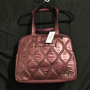 Lug Aviator Carry-All Tote Mixed Media Metallic Wine